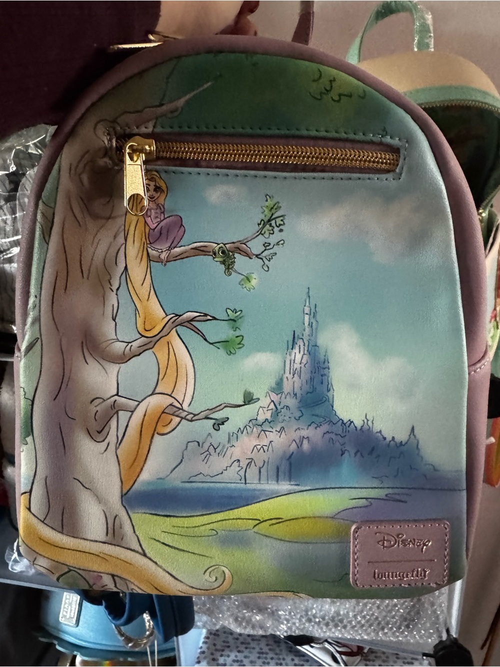 Loungefly Rapunzel Mini Backpack in Pastel Green and Lavender